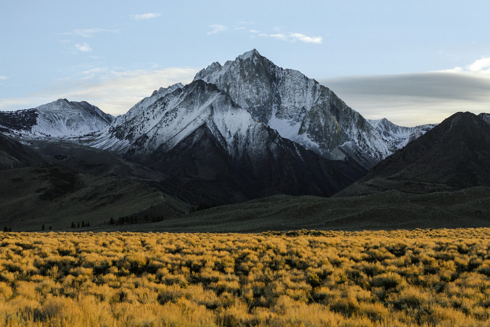 Golden mountain peaks