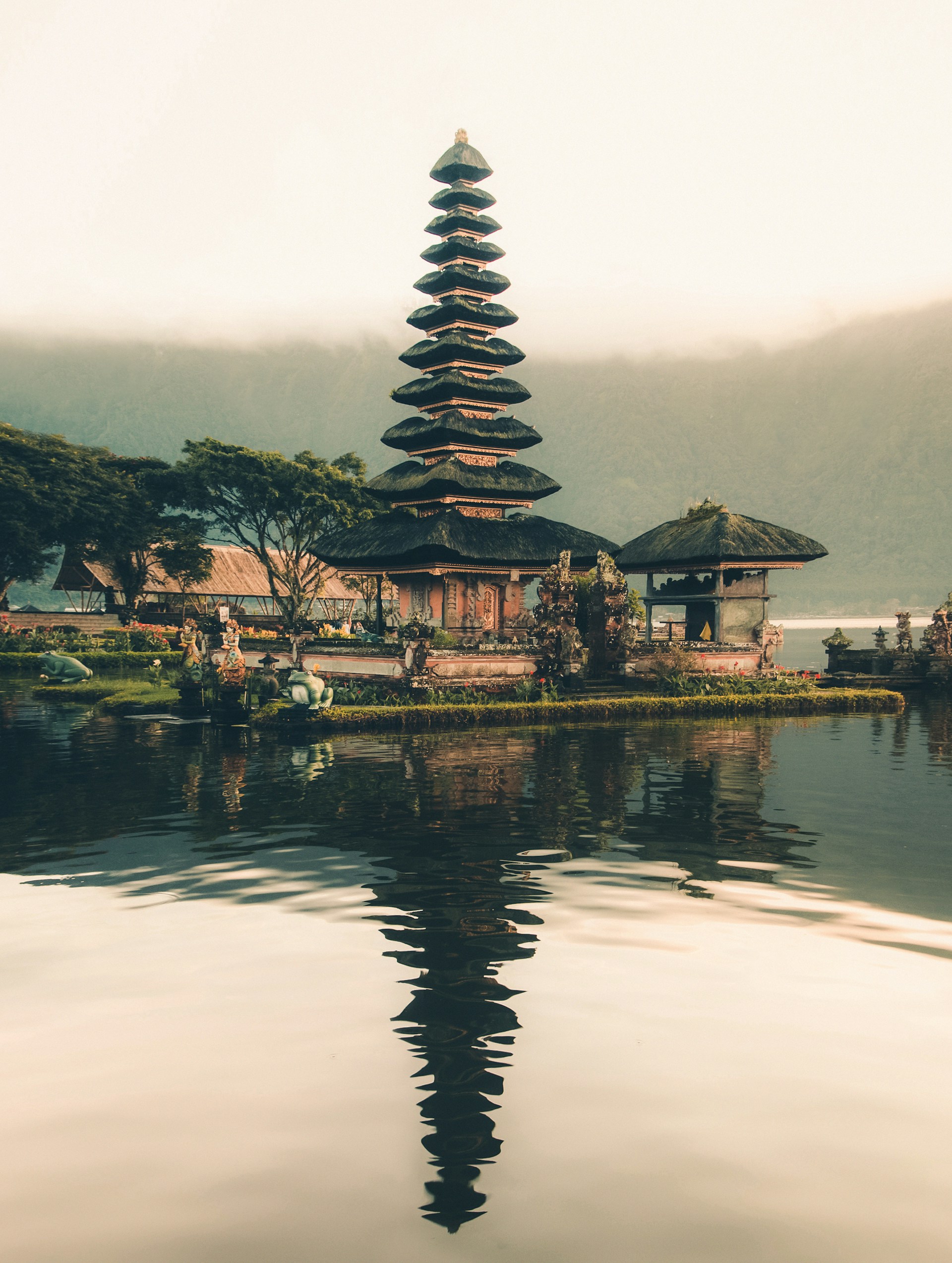 Bali temple at sunset